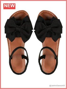 Fabric Bow Flat Sandals with Slingback - Cute Dressy Summer Shoes